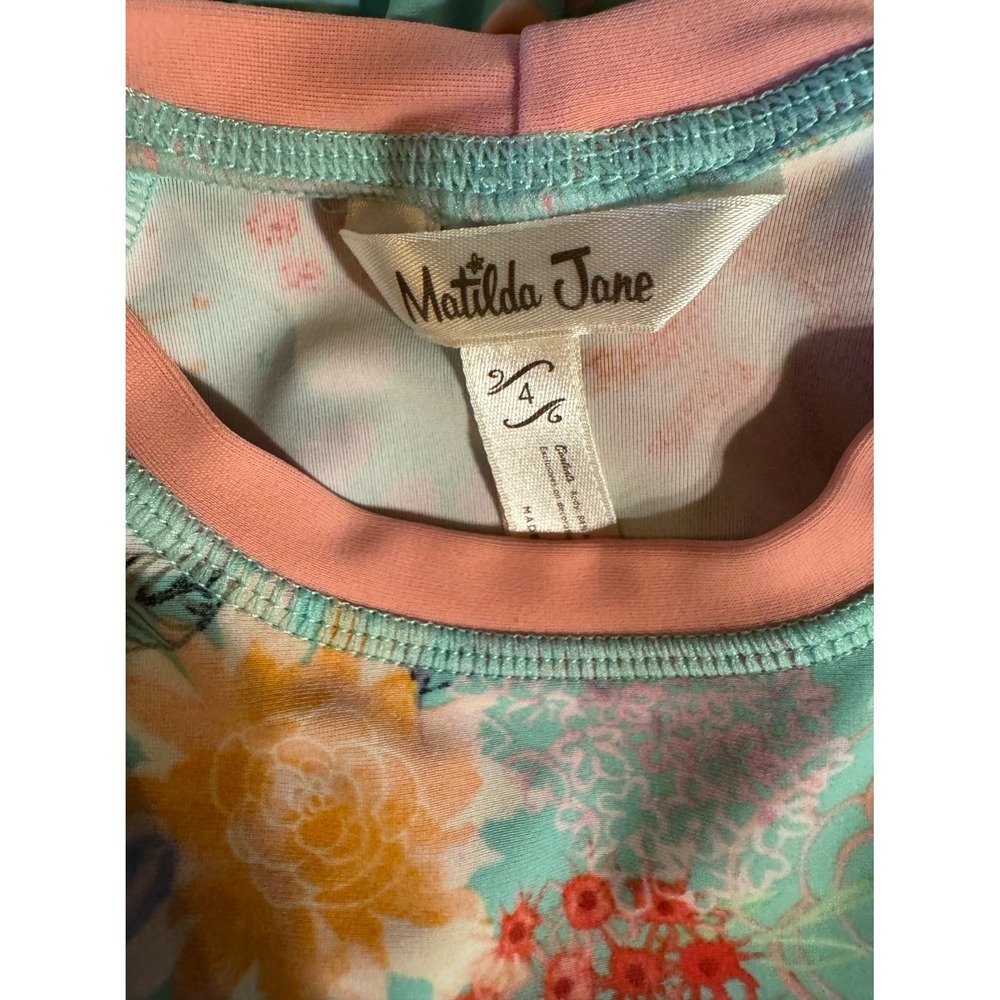 Matilda Jane Riding the Waves Floral Swim Rash Guard Top Size 4 - Picture 5 of 6